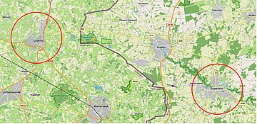 Stadtlohn und Groenlo rot eingekreist auf der Landkarte 